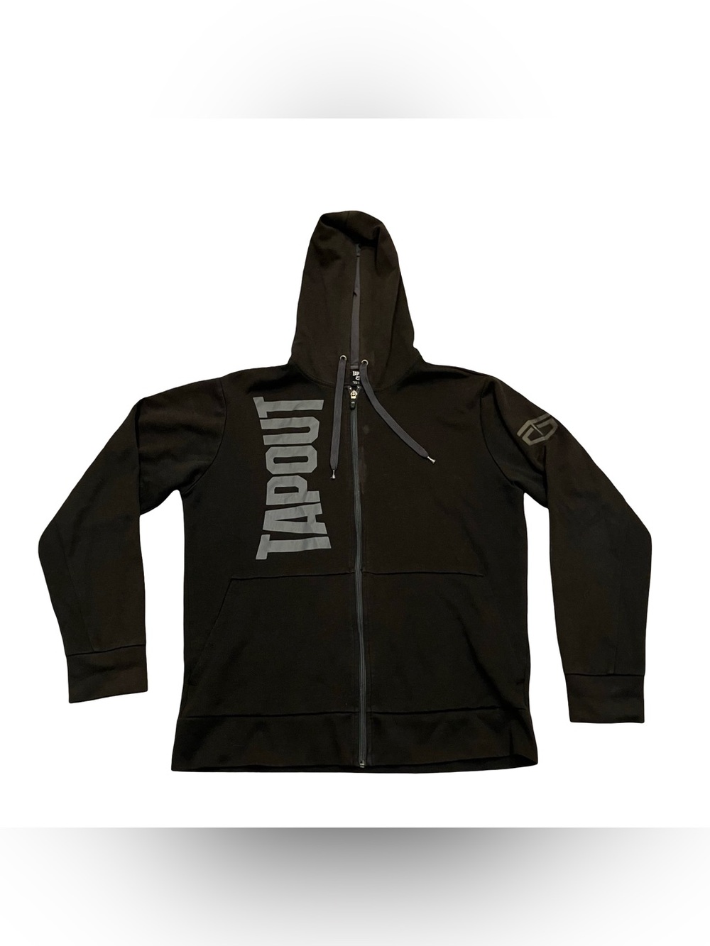 Y2K TAPOUT Hoodie Men’s Size Medium Black MMA Jacket Zip Up Sweatshirt Pockets